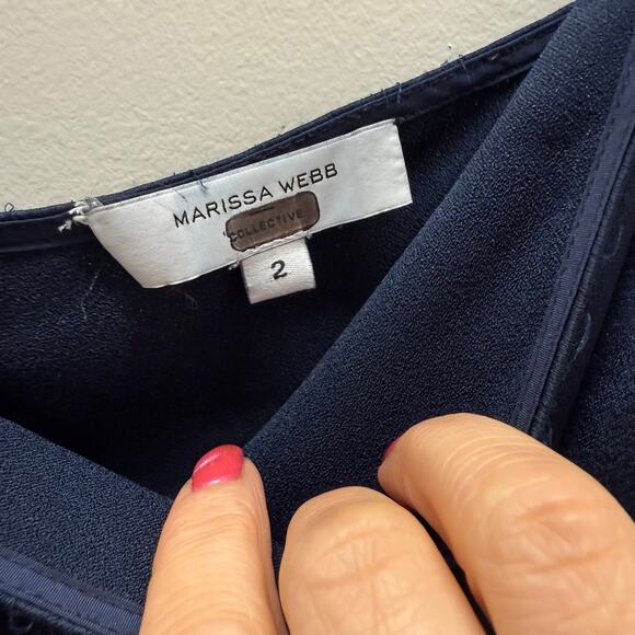 Marissa Webb One Shoulder Tie Mini Dress in Navy Blue 💛 - Picture 11 of 14